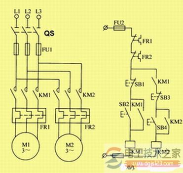 兩臺(tái)電動(dòng)機(jī)順序起動(dòng)控制線路圖